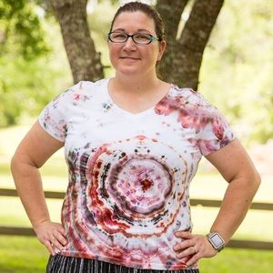 Unique, Hand dyed tee shirt.  Fabulous earth tones of copper and dark gray.